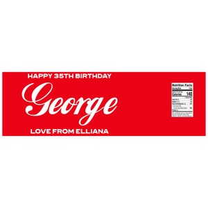 Gepersonaliseerde colablikje fles glas namen label gelukkige verjaardag voor elke gelegenheid sticker uniek leuk cadeau feest bruiloft