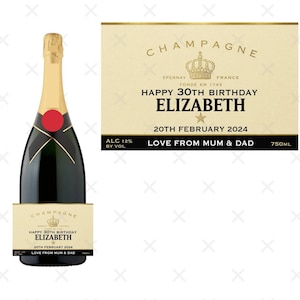 Gepersonaliseerde champagnefles Aangepast etiket Gelukkige verjaardag voor elke gelegenheid Sticker Unieke leuke cadeaus Bruiloft