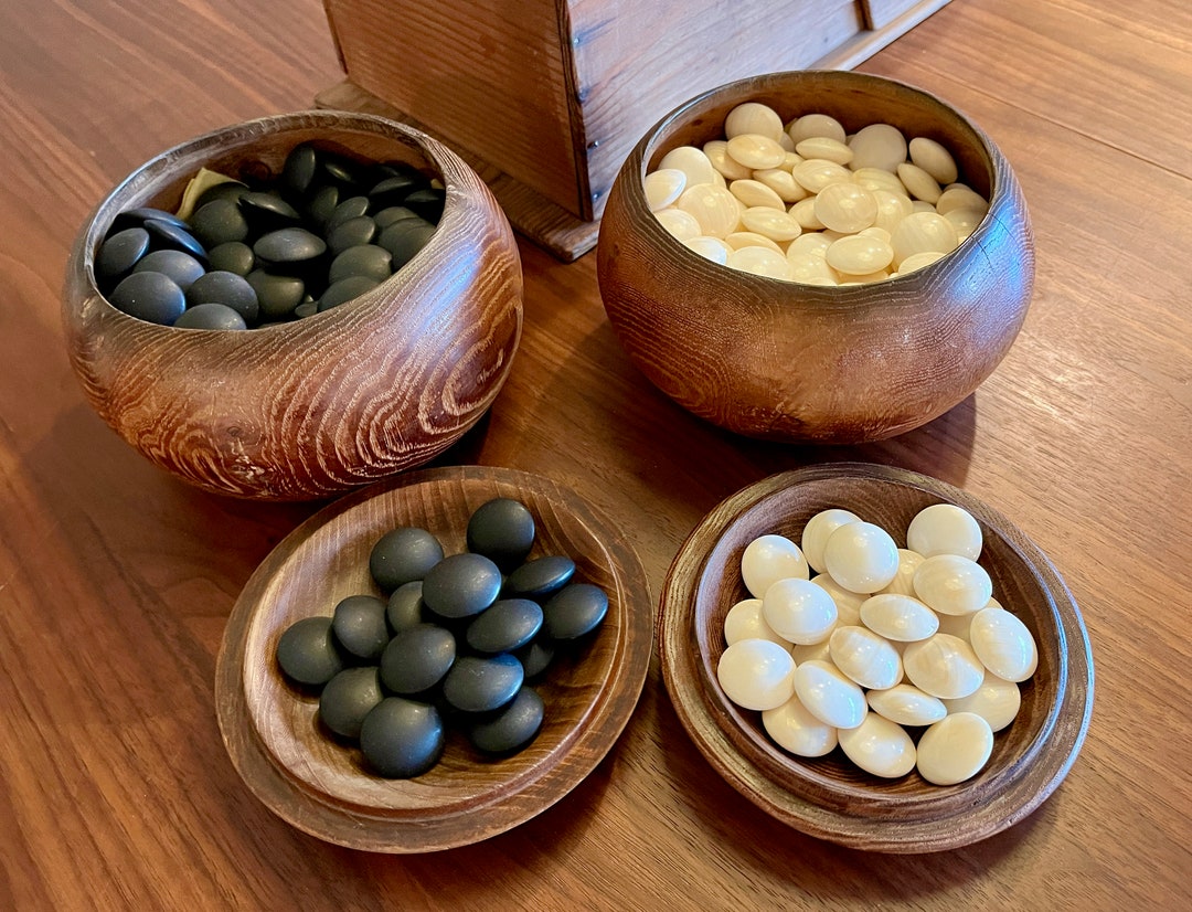 9.59.8mm Clamshell Go Stones & Bowls With Paulownia Storage Etsy