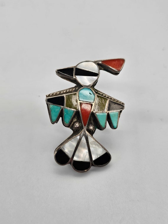 Vintage Native American Zuni Thunderbird Inlay Rin