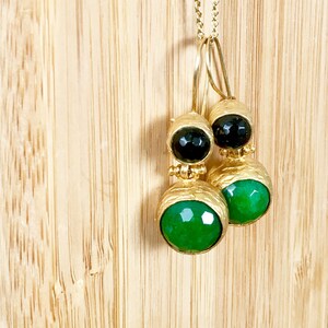 Jade & Onyx Earrings, dangle drop earrings, bijoux, gemstone jewelry, for her, birthstone jewelry, tribal earrings, summer jewelry