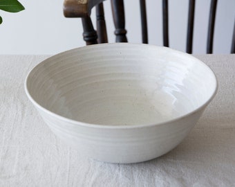 White Rustic Pottery Big Fruit / Salad Bowl