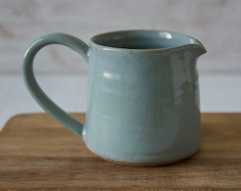 Blue Syrup Pitcher, Ceramic Milk Creamer, Pottery Jug, Coffee Creamer, Gift for Mother, Creamer Jug, Dining Accessories, Country Kitchen