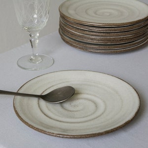 Stoneware Rustic White and Gray Cake Plates image 2