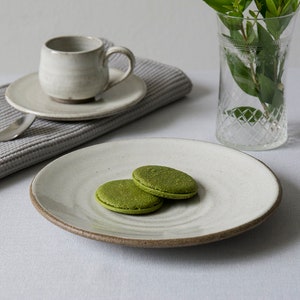 Stoneware Rustic White and Gray Cake Plates image 3