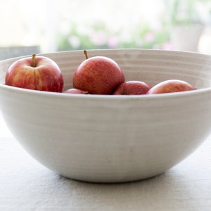 White Rustic Pottery Big Fruit / Salad Bowl image 5