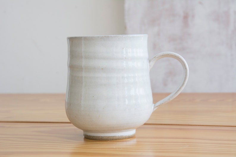 White Mug, Handmade Pottery Mug, Coffee Lover Gift Idea, Latte Cup, Stoneware Mug, 10 fl. oz 1 Mug