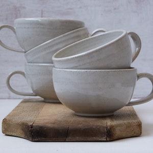 Pottery Cappuccino Cup and Saucer, Blue and White image 6