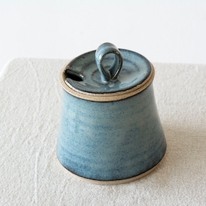 Ceramic Blue Sugar Bowl with Lid
