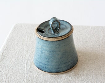 Ceramic Blue Sugar Bowl with Lid