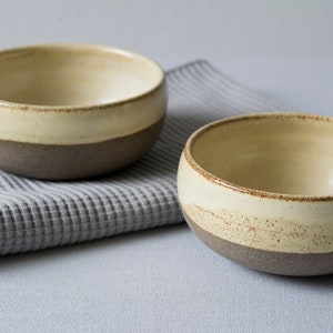 Yellow Small Pottery Bowls, Set of 2 image 1
