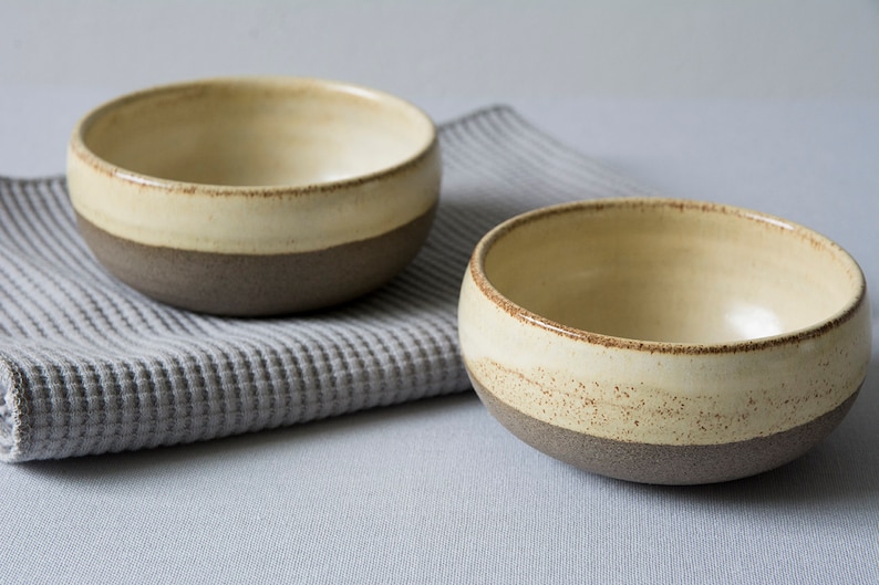 Yellow Small Pottery Bowls, Set of 2 image 1