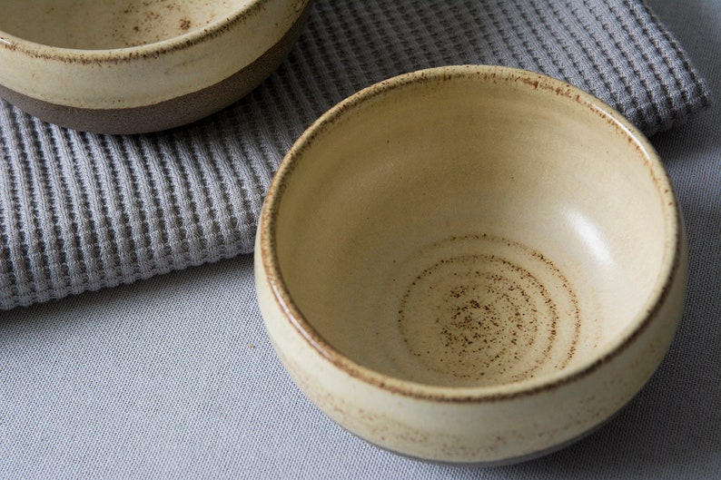 Yellow Small Pottery Bowls, Set of 2 image 5