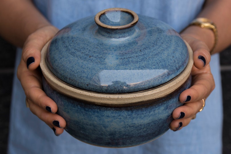 Round Ceramic Casserole Dish with Lid, 2 Sizes image 1