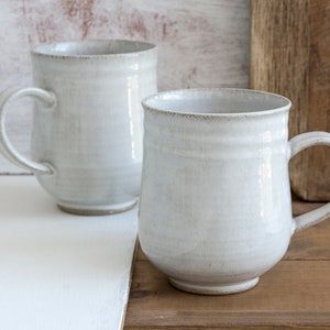 White Mug, Handmade Pottery Mug, Coffee Lover Gift Idea, Latte Cup, Stoneware Mug, 10 fl. oz image 5