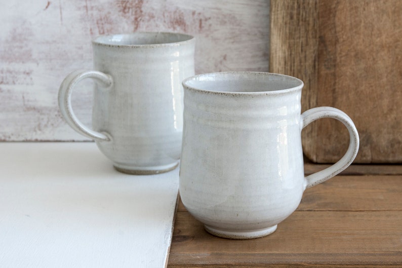 White Mug, Handmade Pottery Mug, Coffee Lover Gift Idea, Latte Cup, Stoneware Mug, 10 fl. oz image 5