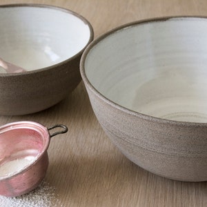 Rustic White Ceramic Stoneware Big Bowl