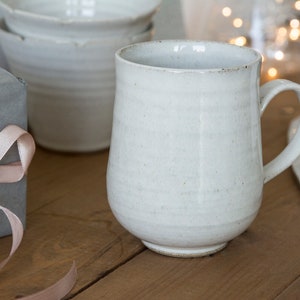 White Mug, Handmade Pottery Mug, Coffee Lover Gift Idea, Latte Cup, Stoneware Mug, 10 fl. oz image 10