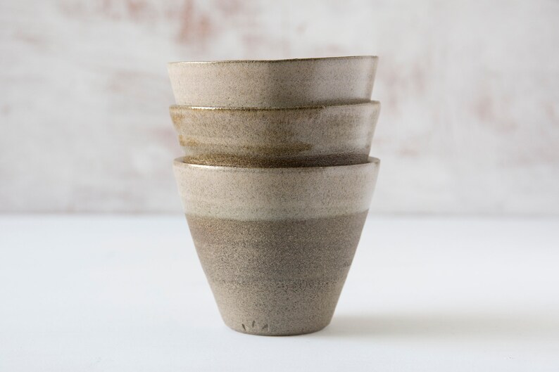 Rustic Snack Bowls In Grey Speckled Clay With Blush Glaze Set of 2