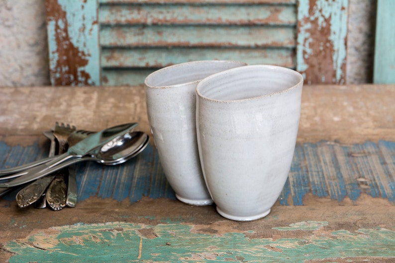 Ceramic Utensil Crock, White Kitchen Utensil Holder, Rustic Countertop Decor, Gift for Cook image 5