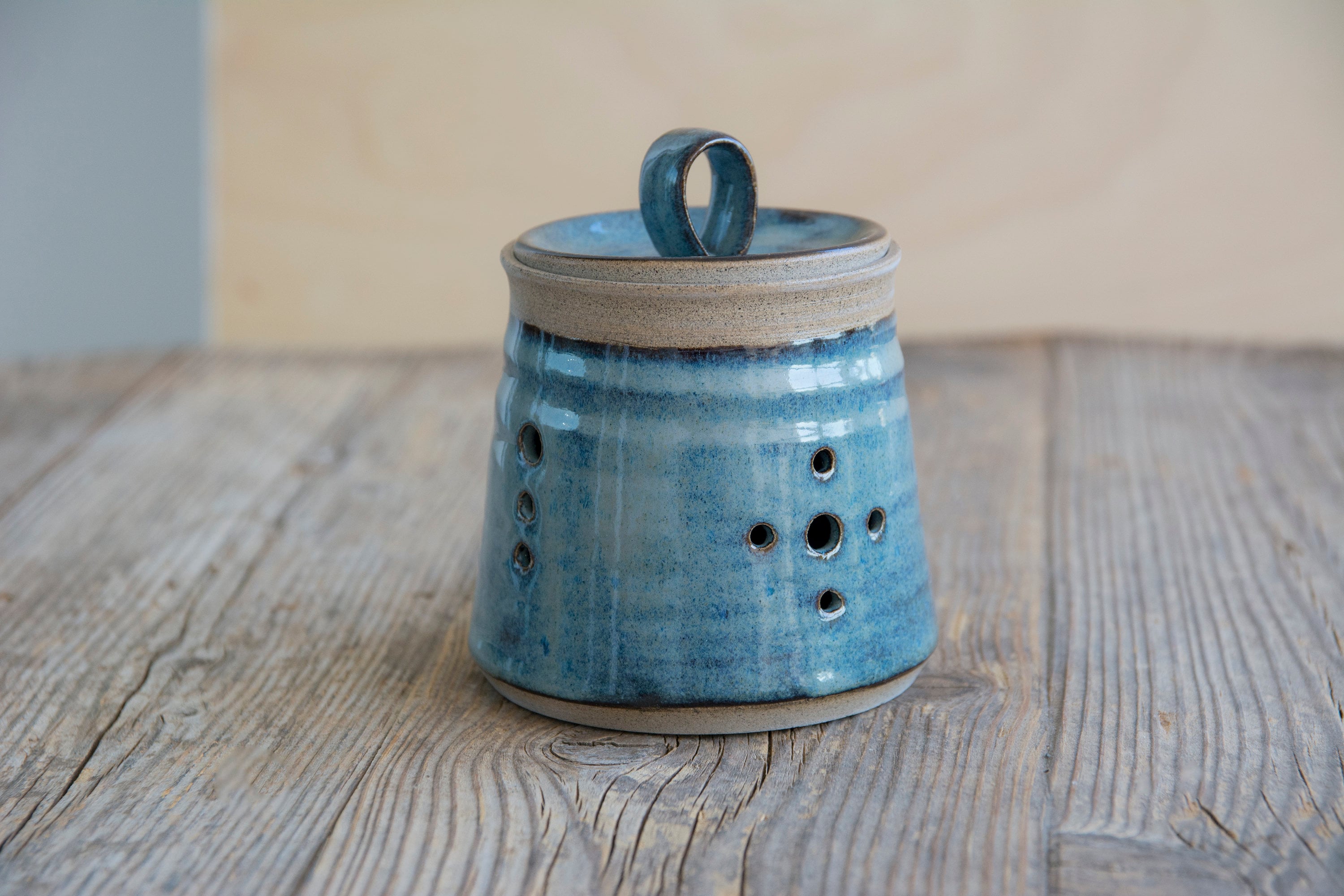 Vaso Per Aglio In Ceramica Giallo - Barattolo Elegante Per Conservazione Aglio, Organizzatore Cucina