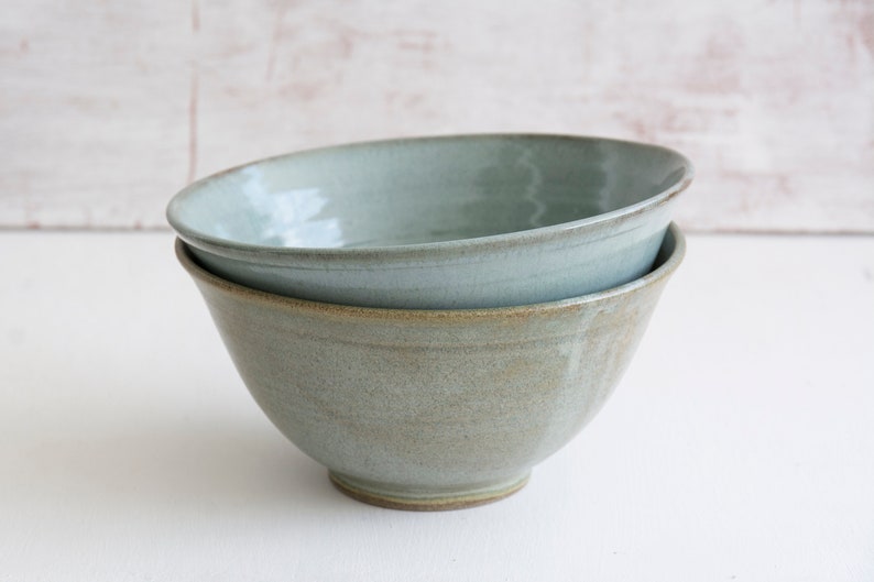 Pottery Noodles Bowls, Extra Large Ramen Bowls, Rustic Holiday Gift, 40 fl oz image 8