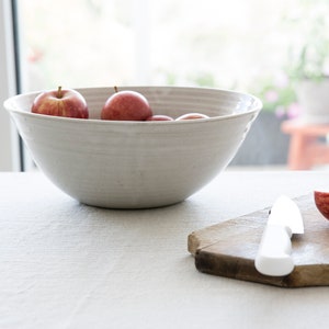 White Rustic Pottery Big Fruit / Salad Bowl image 7