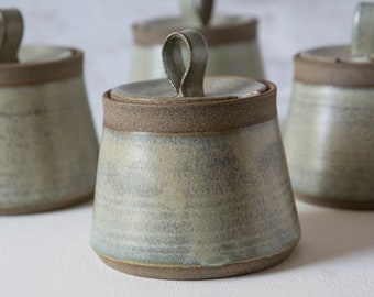 Wheel Thrown Pottery Sugar Bowl with Lid