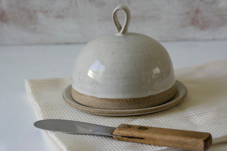 Pottery Round Butter Dish With Lid Etsy
