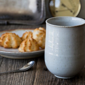 White Mug, Handmade Pottery Mug, Coffee Lover Gift Idea, Latte Cup, Stoneware Mug, 10 fl. oz image 8