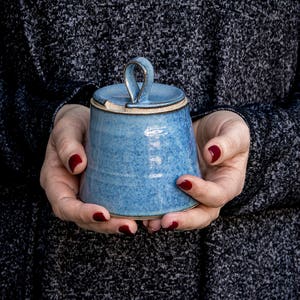 Blue Ceramic Sugar Bowl image 7