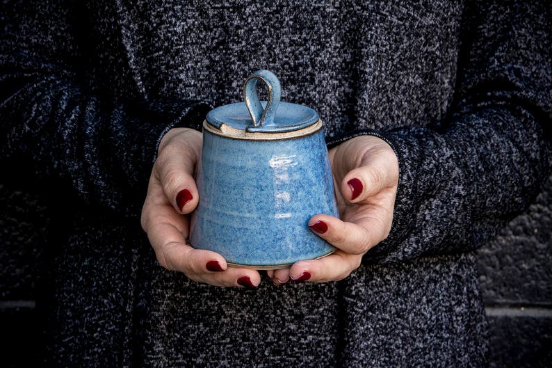 Blue Ceramic Sugar Bowl image 7