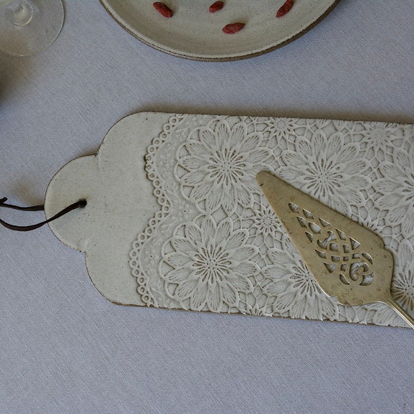 Rustic White Cheese Board, Ceramic Platter / Ready to Ship