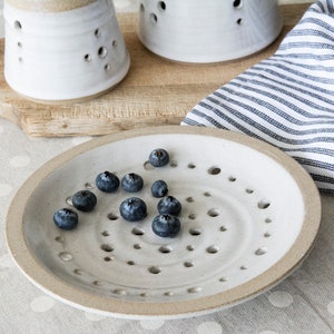 Rustic Dinnerware, Wedding Gift, Pottery Perforated Ceramic Plate, Berry Bowl, 9th Anniversary Gift image 2