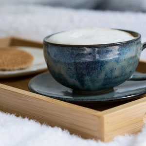 Stoneware Blue Tea cup and Saucer Set