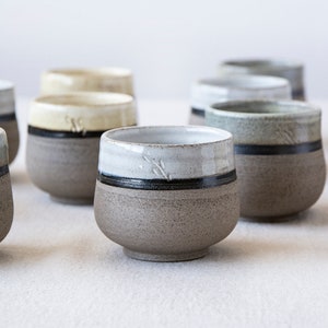 Small Ceramic Cups, Coffee Gift, Set of 2 Pottery Cups, Cups Without Handles, Handmade Espresso Cups