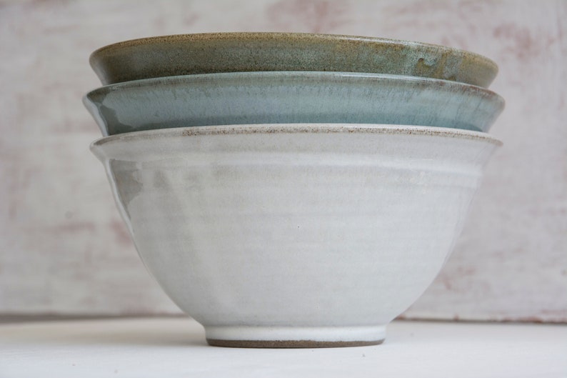 Pottery Noodles Bowls, Extra Large Ramen Bowls, Rustic Holiday Gift, 40 fl oz image 9