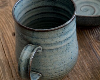 Big Coffee Mug, Ceramic 14 Fl. Oz Blue Mug - Etsy
