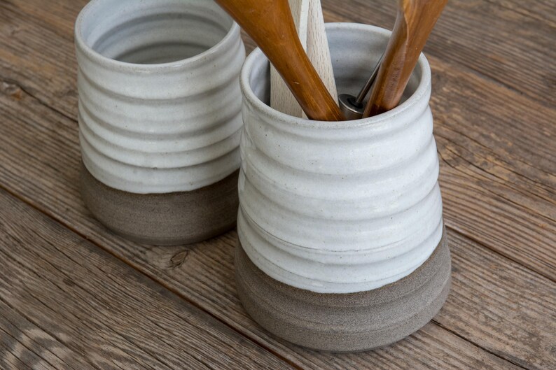 Set of two wheel-thrown crocks with a simple, organic design