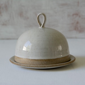 Handmade Butter Dish with Lid, Perfect Gift for Cooks, Rustic Pottery, Covered Butter Dish Rustic White