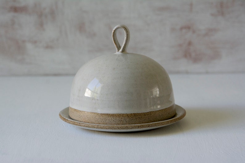 Handmade Butter Dish with Lid, Perfect Gift for Cooks, Rustic Pottery, Covered Butter Dish Rustic White