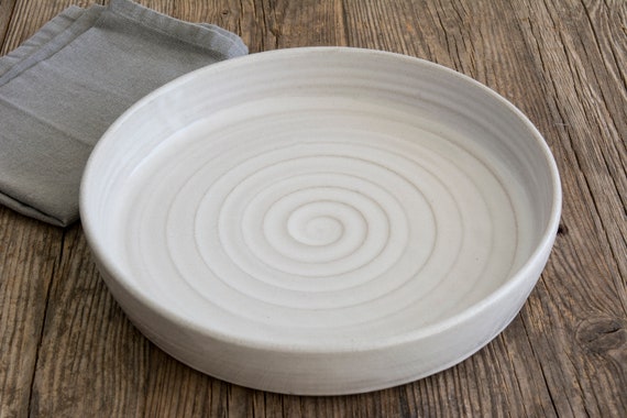Ceramic Pie Dish, Pottery Straight-edge Pie Pan, 10