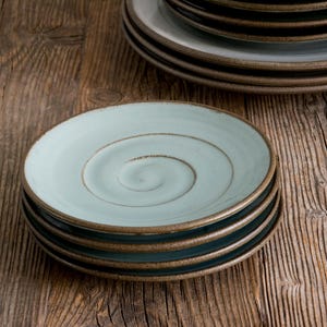 Stoneware Rustic White and Gray Cake Plates