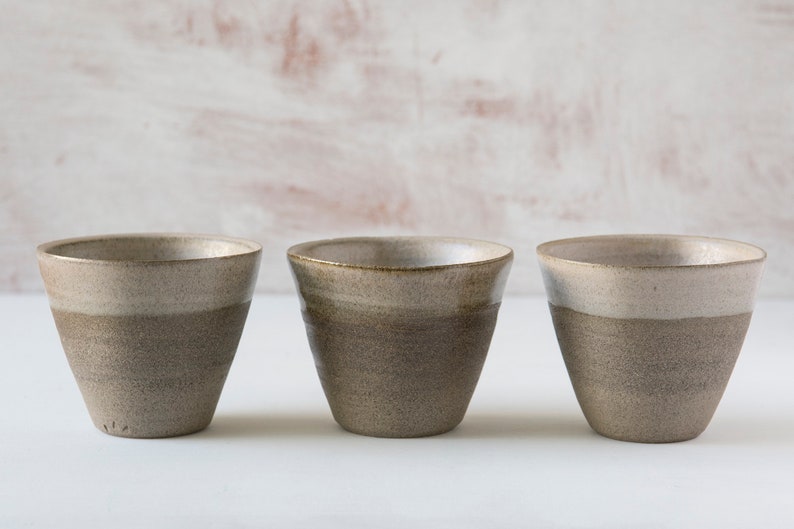 Rustic Snack Bowls In Grey Speckled Clay With Blush Glaze Set of 2