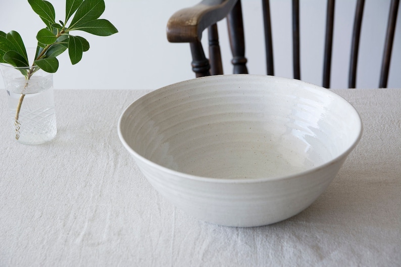 White Rustic Pottery Big Fruit / Salad Bowl White