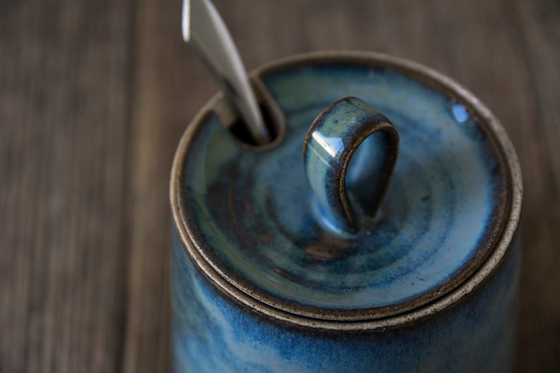 Blue Ceramic Sugar Bowl image 4