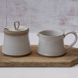 Creamer and Sugar, Set of a Pottery Sugar Bowl and a Pitcher