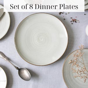 Set di stoviglie in ceramica da 9,5&quot;, 8 piatti bianchi, stoviglie in gres porcellanato
