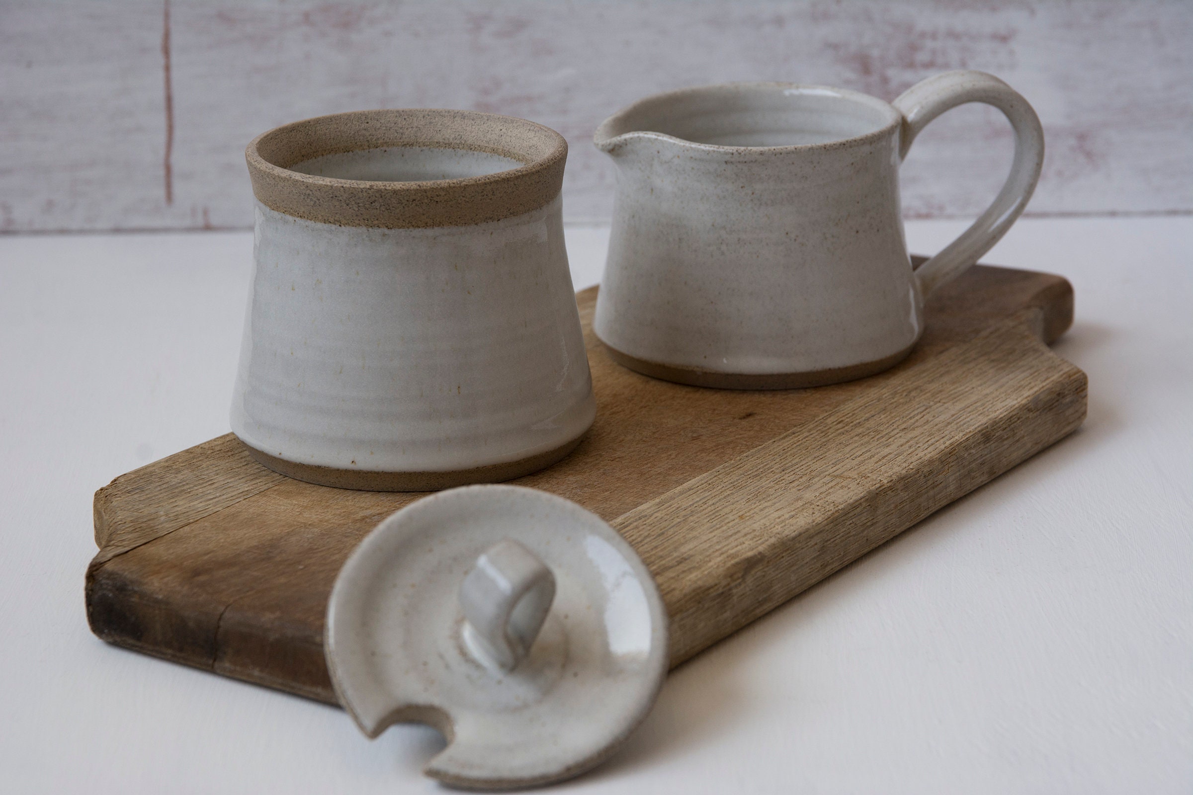 White Creamer and Sugar Set Honey Pot Ceramic Sugar Bowl - Etsy Canada
