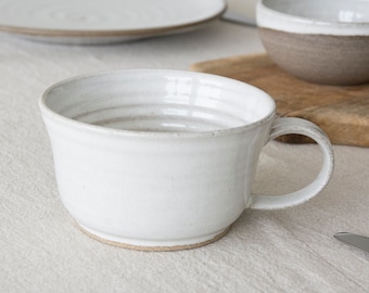Latte Coffee Cups, Christmas Gift, Large Wide Mug, Modern Pottery, Creative Gift, Beautiful Mug